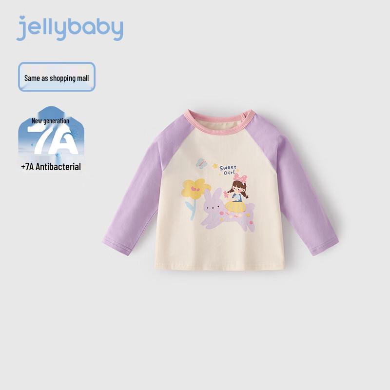 JELLYBABY Girls Color-Block Cartoon Print Long Sleeve T-Shirt 100