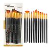 Foreign Trade Nylon Painting Brush Set - 10 Pieces, Red & Blue Handles, Flat Gouache & Oil Brushes