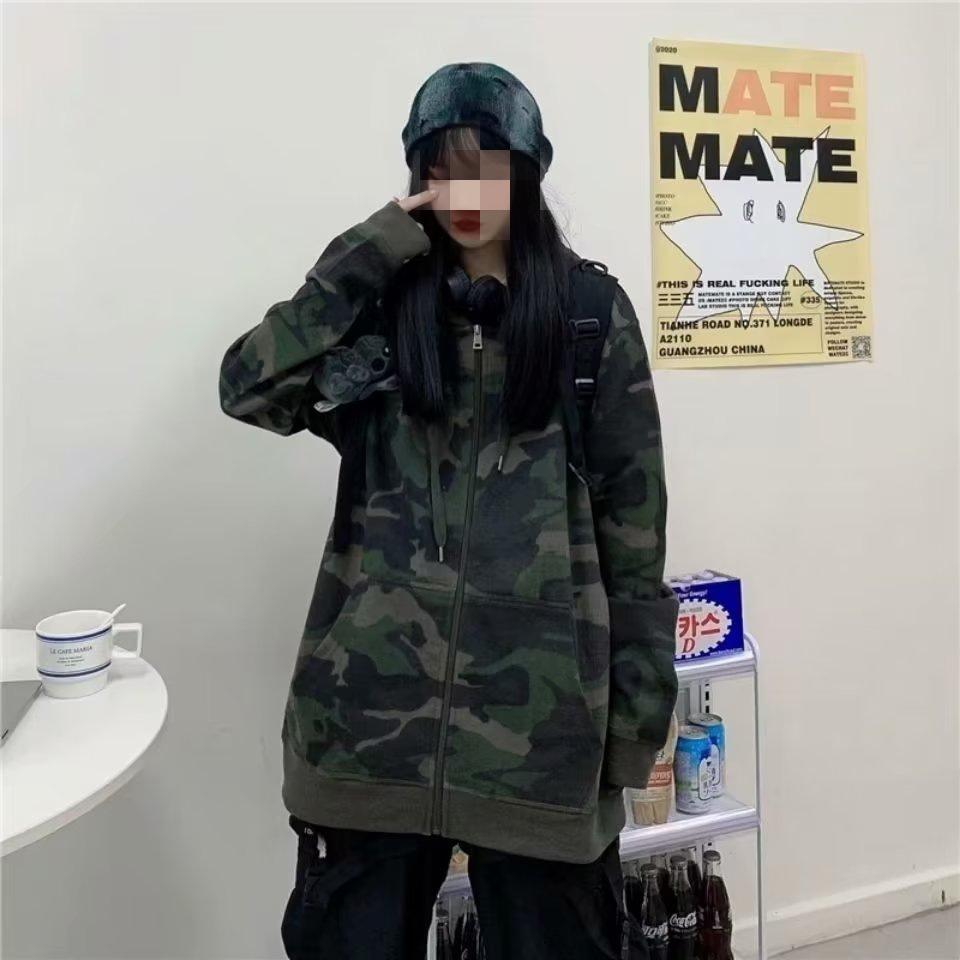 

2023 Hong Kong Hip-Hop Trend Camouflage Unisex Hooded Jacket for Spring and Autumn XL