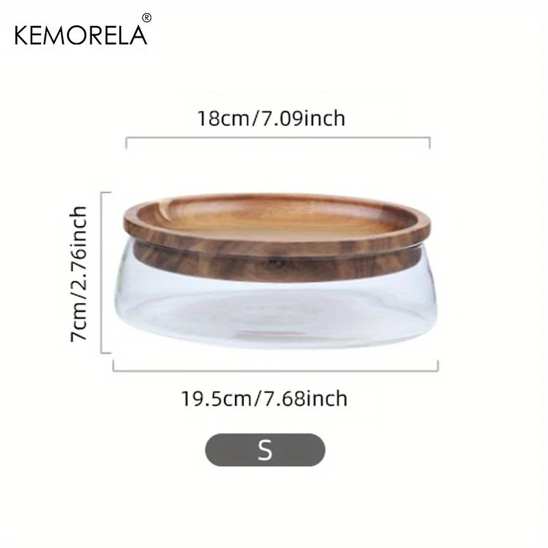 

Деревянные подносы Стеклянная чаша Орехи Фрукты Контейнер для пищевых продуктов для банки для круп Двухслойные банки для конфет с деревянной крышкой Хранение на домашней кухне чёрный