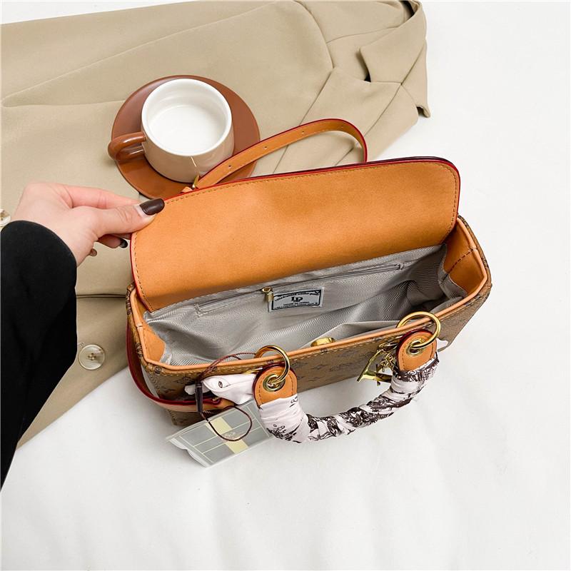 New high-end bag presbyopia silk scarf contrasting color Princess Diana bag portable shoulder women's bag