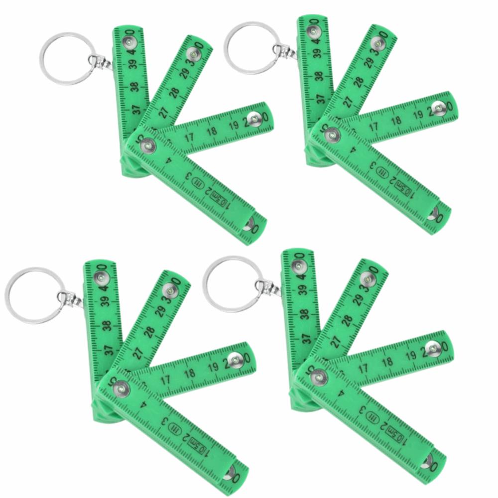 4PCS ABS Folding Ruler White/Red/Green Mini Foldable Ruler Double Sided Portable Inch Metric Measuring Tool Carpentry Work