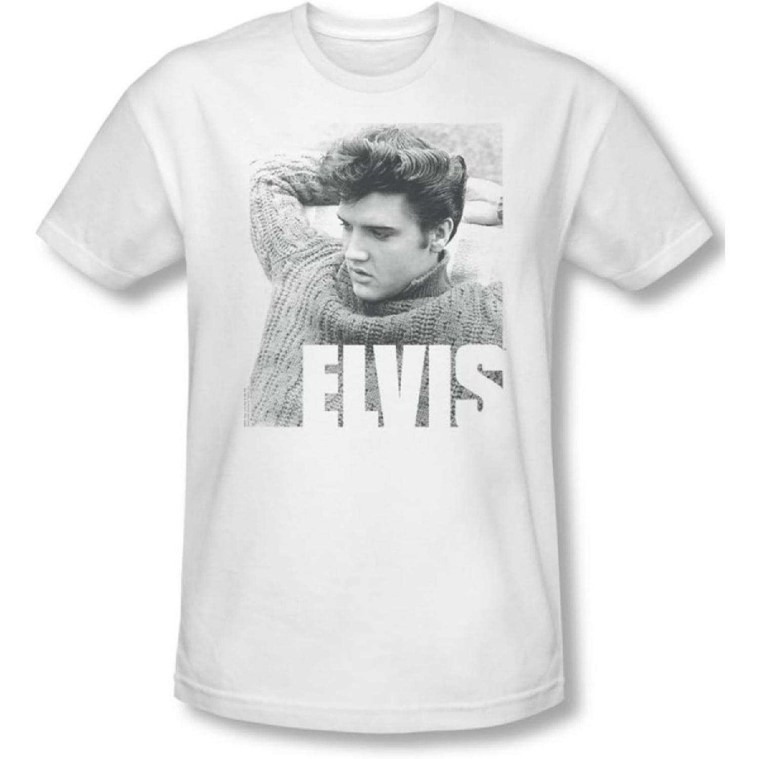 Elvis Presley - Mens Relaxing Slim Fit T-Shirt XXXXXL белый