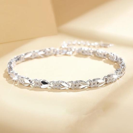 Women Bracelet Lucky Clover Heart Shape Adjustable Length Bracelet Smooth Surface Anniversary Birthday Christmas Bangle