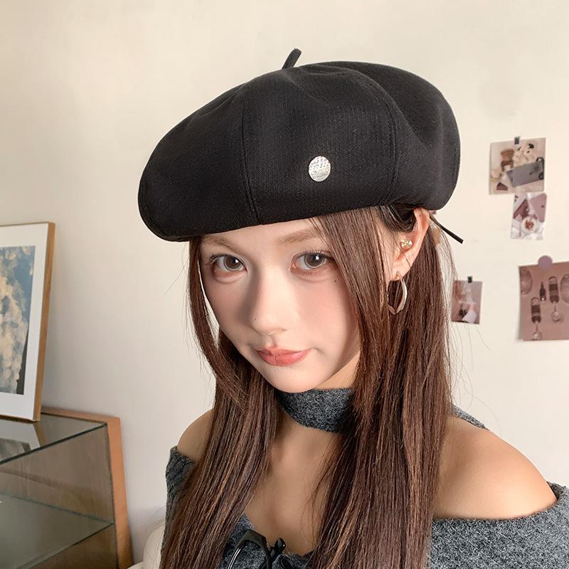 Korean Retro Beret Women's Autumn and Winter Warm and Fashionable Versatile Pumpkin Hat British Face Showing Little Painter Hat