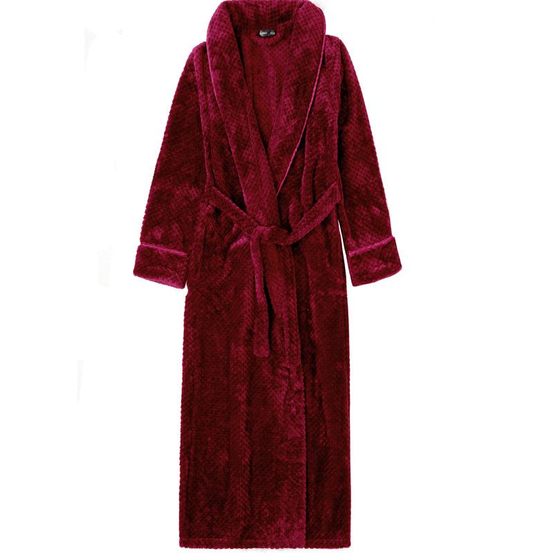 Extended Length Coral Fleece Bathrobe and Pajama Set for Men and Women - Plush, Thickened, Perfect for Winter and Autumn