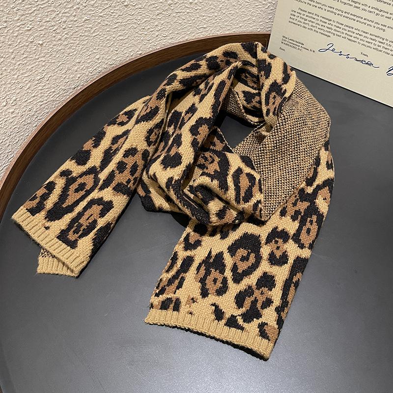 

Леопардовый шарф женский зимний в корейском стиле универсальный нишевый дизайн шарф высококачественный утолщенный теплый шаль из искусственного кашемира 160*23cm