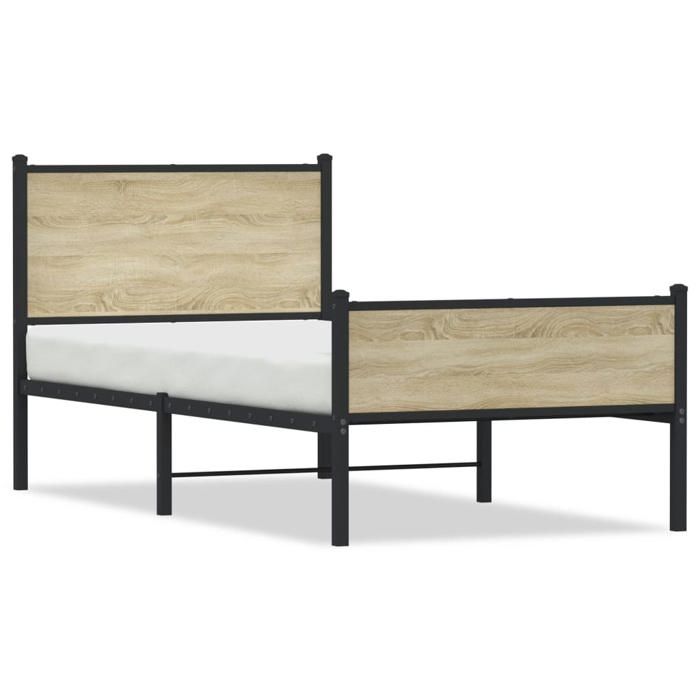 VidaXL Metal Bed Frame with Headboard and Footboard 90x200 Cm, Single Bed, Bedroom Furniture, Guest Bed, 4007897