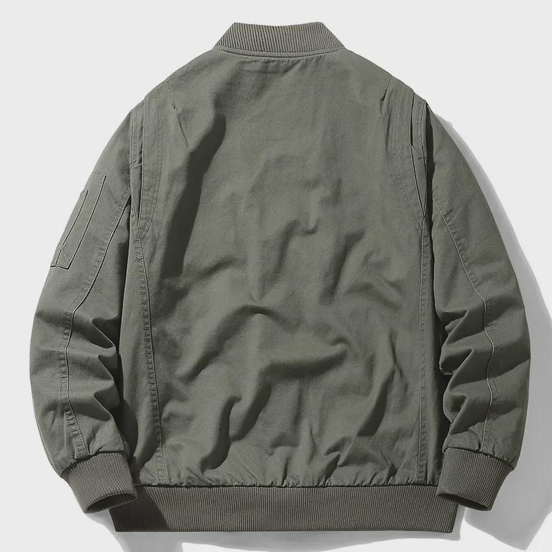 Men’s Spring/Autumn Baseball Cotton Jacket – Loose Fit, Casual Workwear, Functional Design, Large Sizes Available.