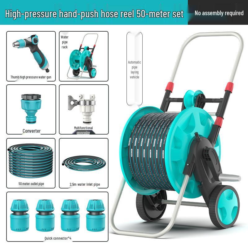 High-Pressure Water Hose with Automatic Storage Reel for Gardening and Car Washing