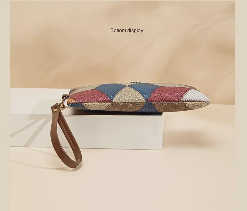 Trendige Retro Kleine Quadratische Tasche: Vielseitige Damen-Reißverschluss-Clutch mit Colorblock-Design.
