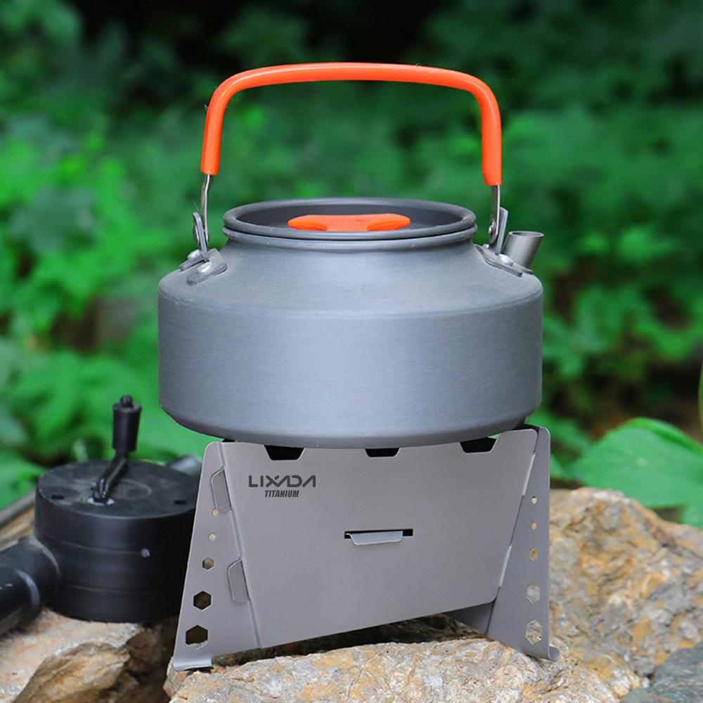 Lixada Folding Titanium Solidified Alcohol Stove for Outdoor Camping Hiking Backpacking