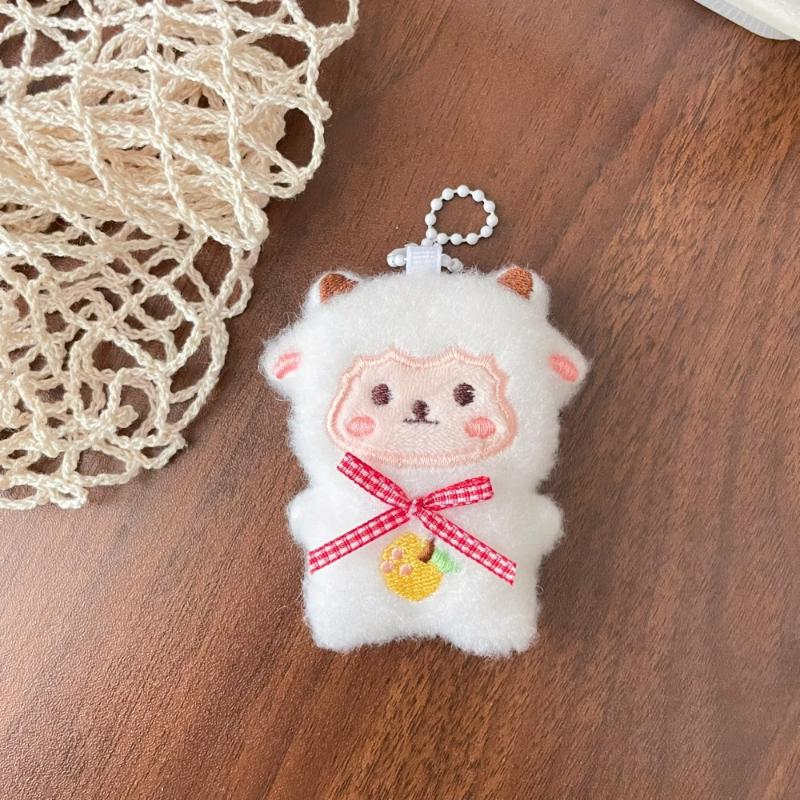 Soft Fluffy Plush Sheep Keychains Cute Embroidery Fruit Bow Design Great For Backpack Decor Gifts For Kids And Friends