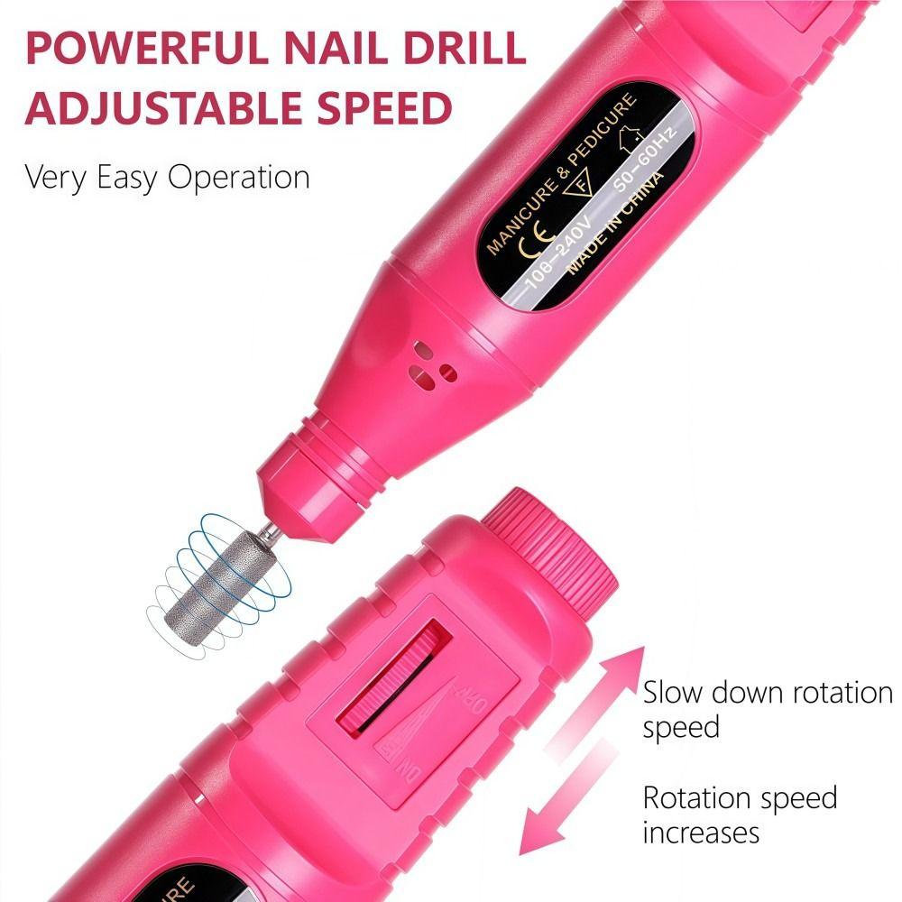 20000 RPM Electric Nail Polishing Grinder 6 Grinding Heads Portable Electric Nail File Multifunctional USB Powered Nail Grinder