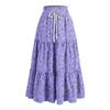 Women's Ruffled Spring Casual Long Skirt Plain Color Skirt Retro Pleated Skirt