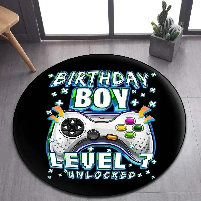 Game Gamer Gamepad Cartoon Round Carpet Rug for Living Room Bedroom Child Playroom Chair Decor,Pet Area Rug Non-slip Floor Mat