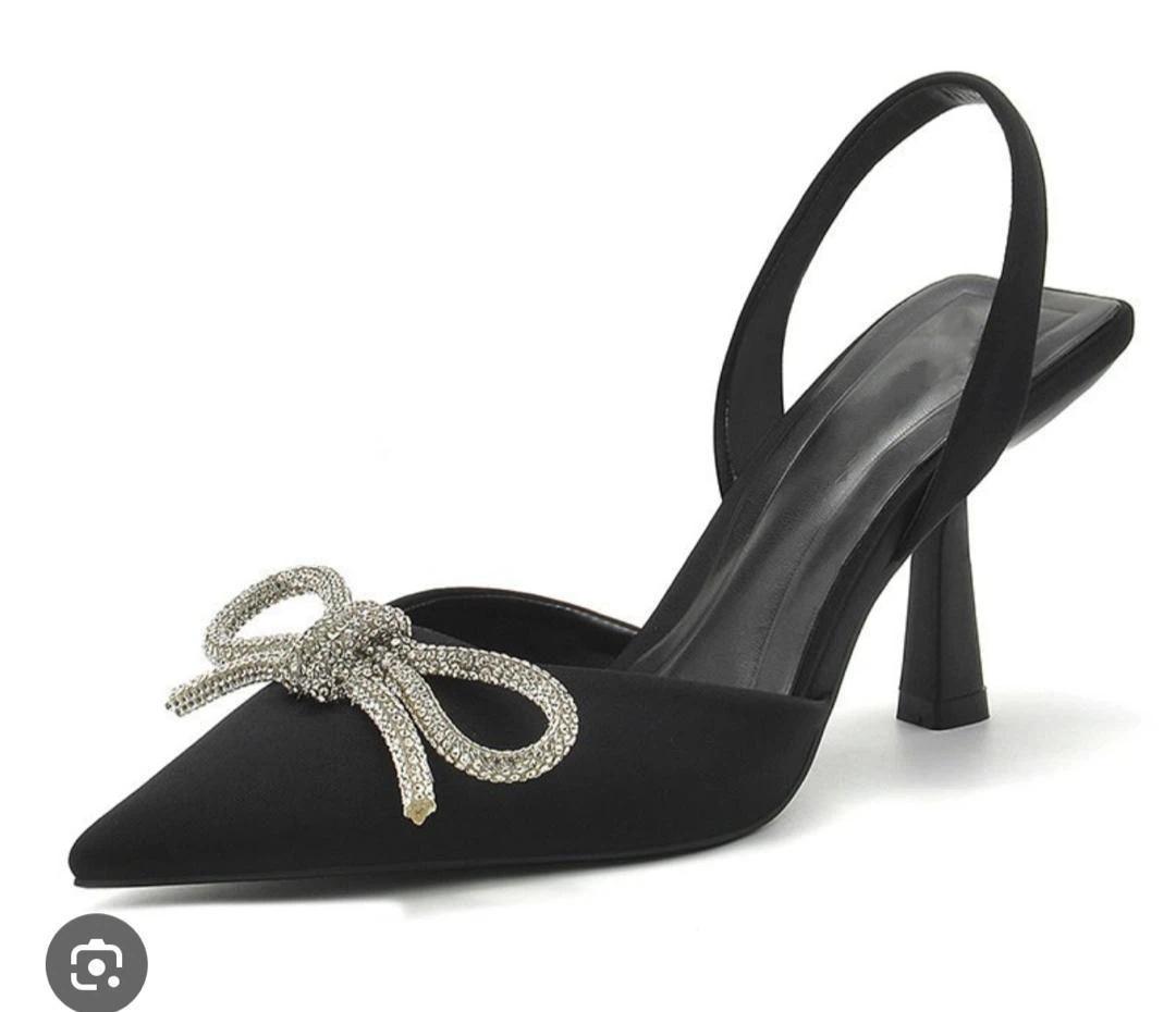 

Large Pointed High-heeled Bow Sandals, Single Shoe 35 чёрный