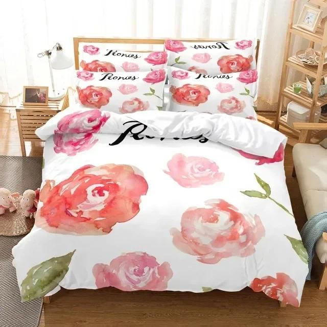New Rose Flower Rose Funny Adult Women Gifts Rose Valentine's Day Comfortable Duvet Quilt Cover Pillowcase Bedding Set Children