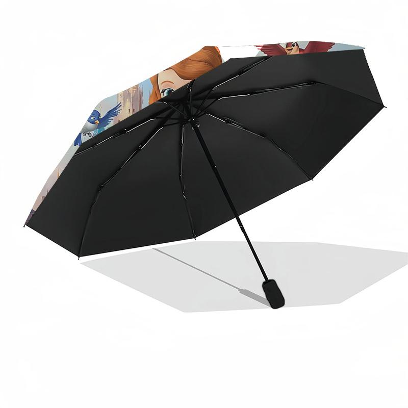 Princess Sofia, Castle Automatic Opening and Closing Umbrella, Compact Travel Umbrella, Lightweight and Portable, Suitable for Beach Commuti