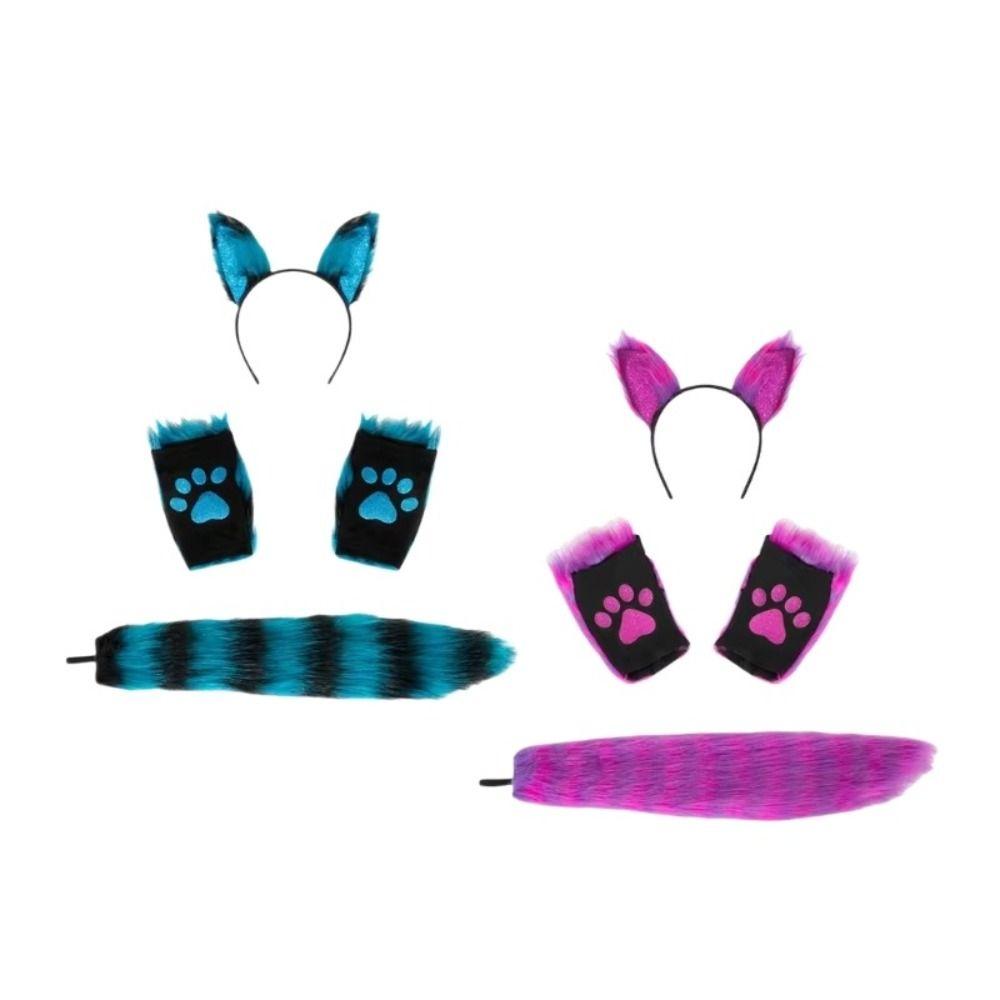 Lolita Cat Ears Headband Set Cat Woman Halloween Dress Up Cute Cosplay Headwear  Women