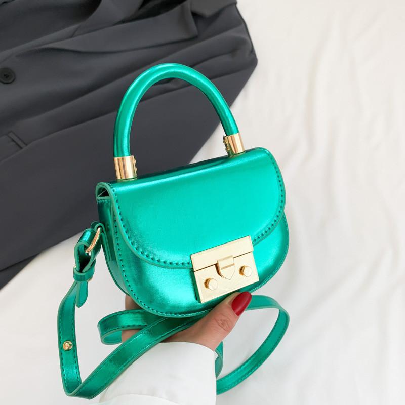 Chic Half-moon Pu Saddle Handbag With Lock Closure For Fashionable Daily Wear