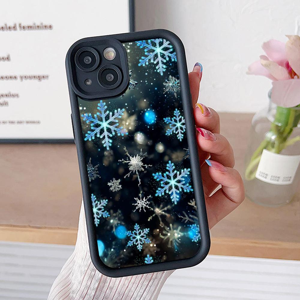 Winter Snowflake Mobile Cell Phone Case for iPhone 17 16 15 14 13 12 11 Air Pro Max Plus Thicken TPU Colorful Cover Luxury Cover