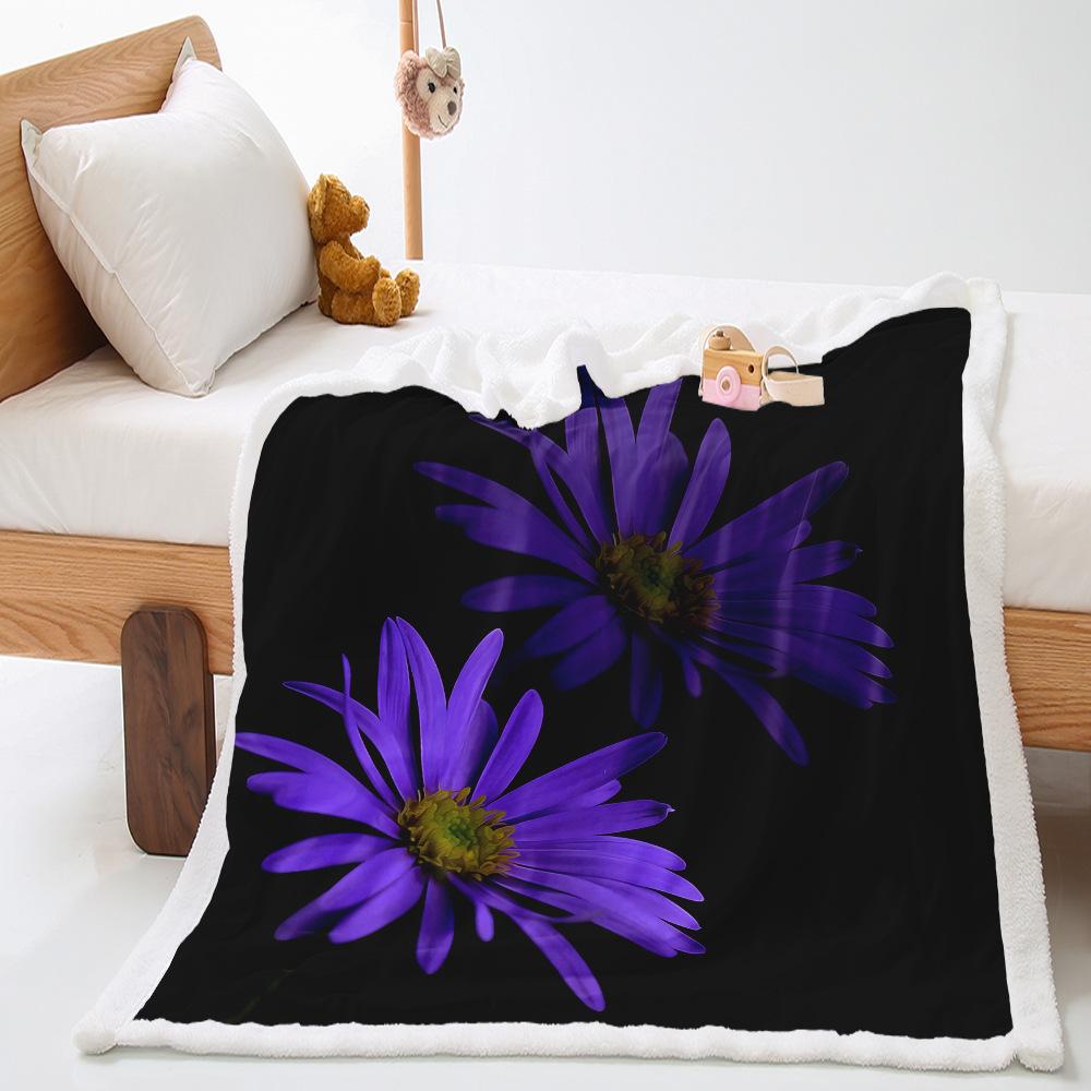 Small Daisy Flower 2D Digital Printing Thickened Lamb Fleece Crystal Fleece Blanket One Piece