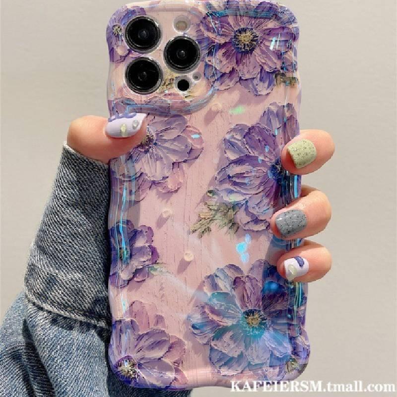 Floral Oil Paint Iphone 14 Pro Silicone Protector With Blue Light For Home Use