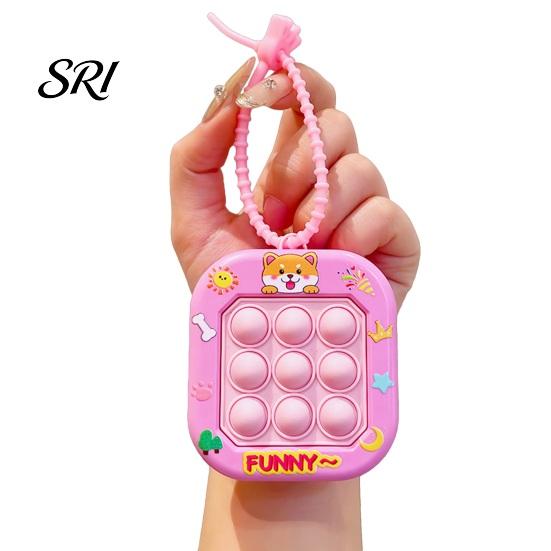 Mini Keychain Pendant Cartoon Cat Panda Design Whack-a-mole Toy Key Chain Pressable Silicone Bubbles with Braided Lanyard Stress Relief