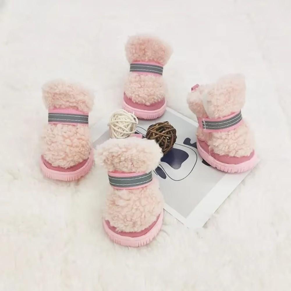 4Pcs Anti-Scratch Pet Shoes Anti-Slip Snow Boots Cozy Dog Shoes  for Puppy
