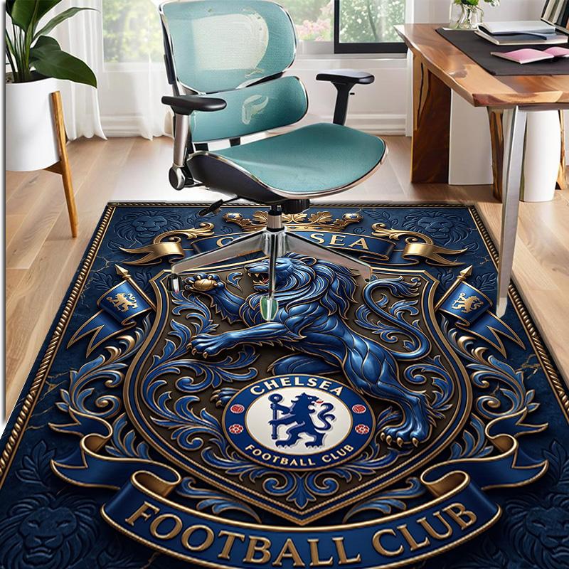 Chelsea FC Pattern Rug, Indoor/Outdoor Mat, for Picnic, Gameroom, Bedroom, Office, Living Room, Home Decor Carpet, Birthday Gift