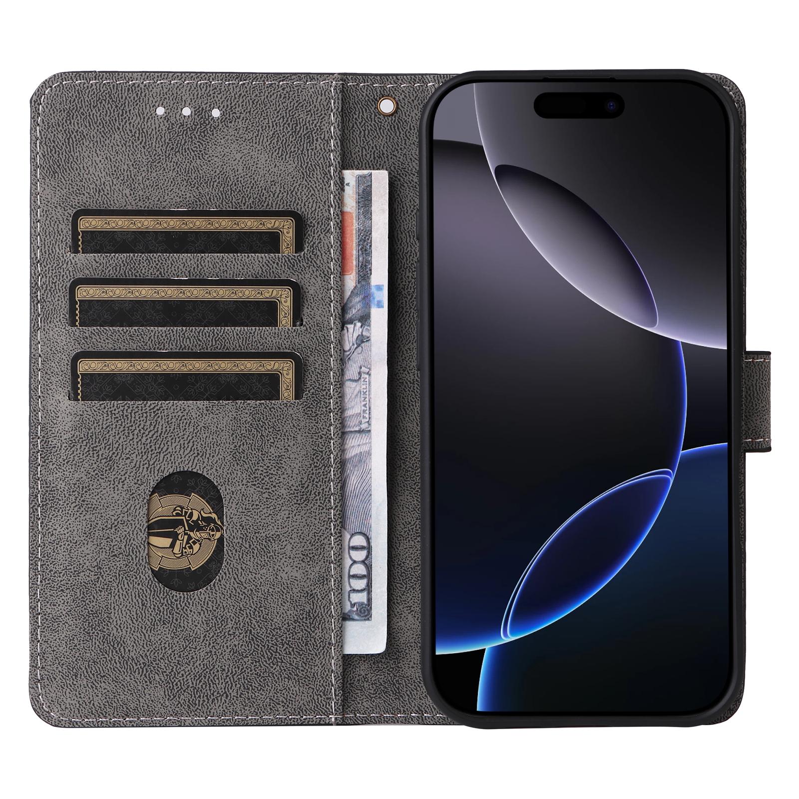

For iPhone 16 Pro Max Wallet Case RFID Blocking PU Leather Cover Stand View Blue