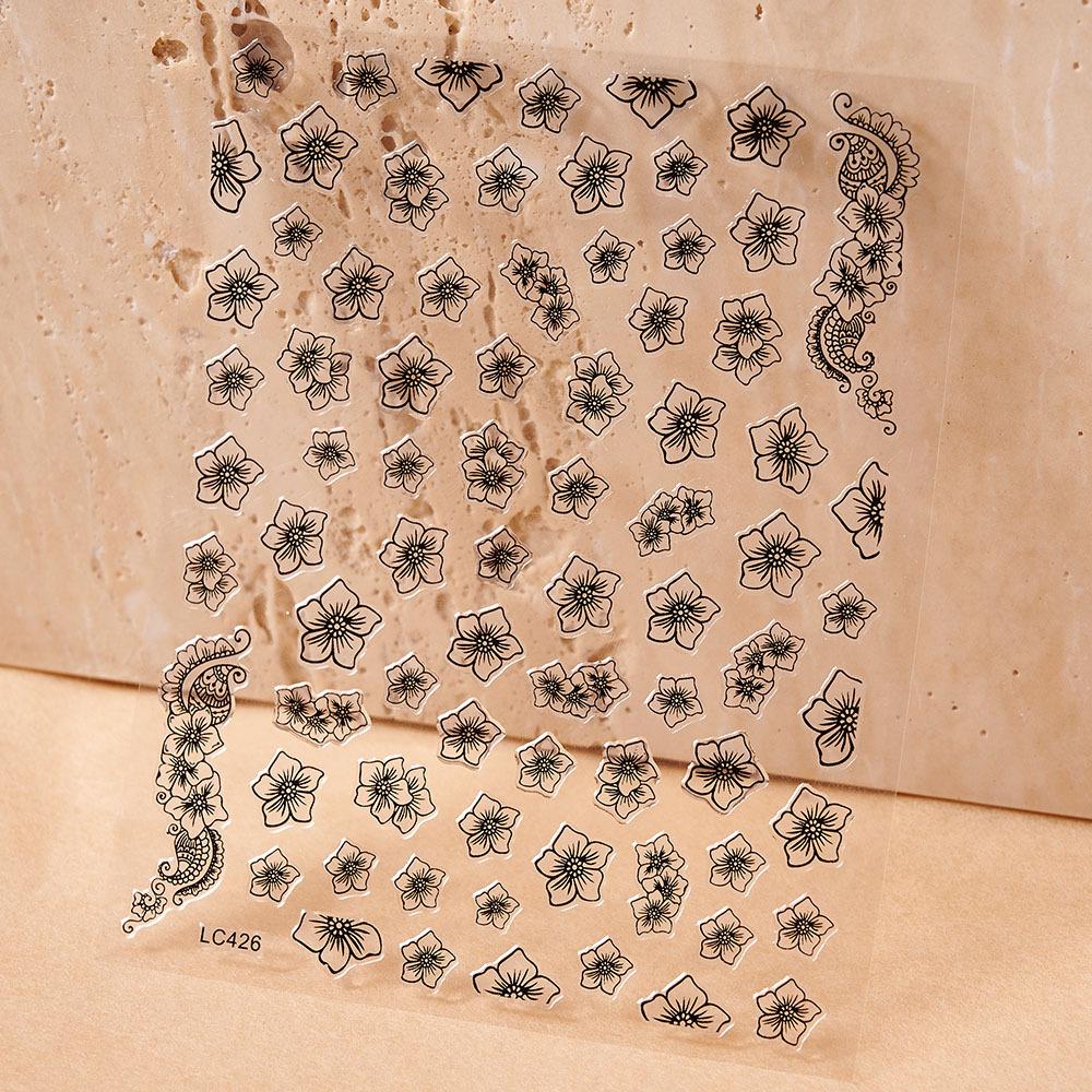 Black Heart-Shaped Japanese Manicure Sticker, Small Fresh Lines Love Striped Nail Decorative Decal