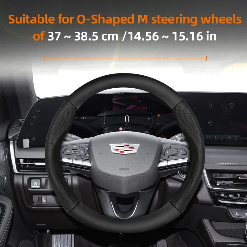 Suitable for Cadillac Breathable Hole Leather Matte Carbon Fiber Texture Steering Wheel Cover Suitable for Cts 2013 Ct4 Carbon Interior Ct5 Xt5 Xt4 X