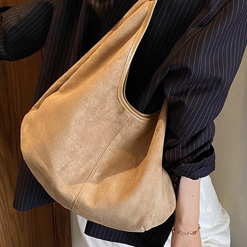Casual Commuting Large-capacity Suede Bag Women's New Autumn Shoulder Simple Messenger Bag Tote Bag