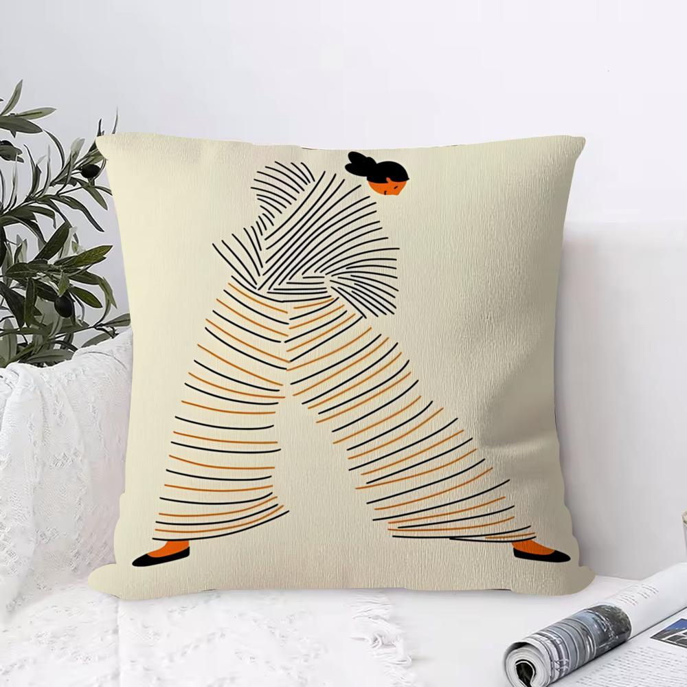 Abstract F-Figure Lines Girl Sofia Pillow Case Square Pillow Bedroom Sofa Leisure Comfort Cushion Living Room Home Decoration