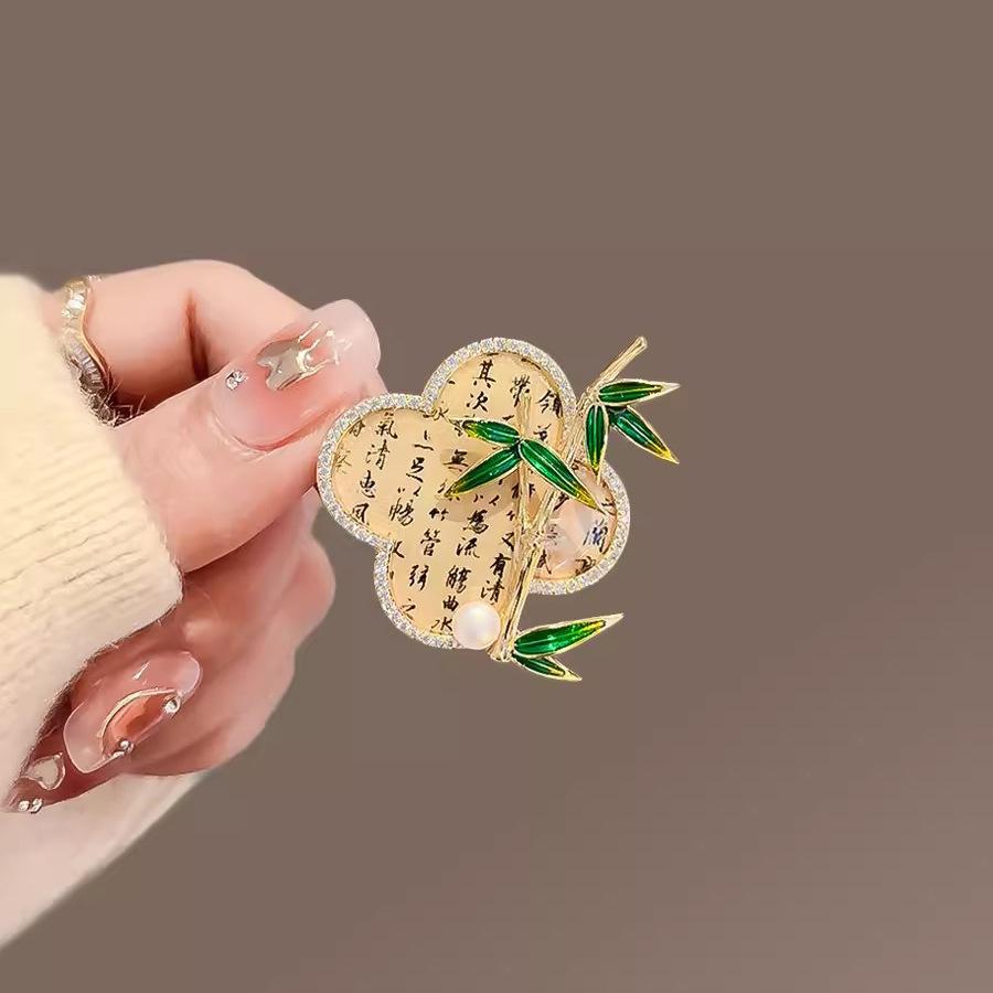 Gaosheng Caligrafia Bambu Broche High-End Feminilidade Corsage Cheongsam Pin Acessórios Criativos Presente