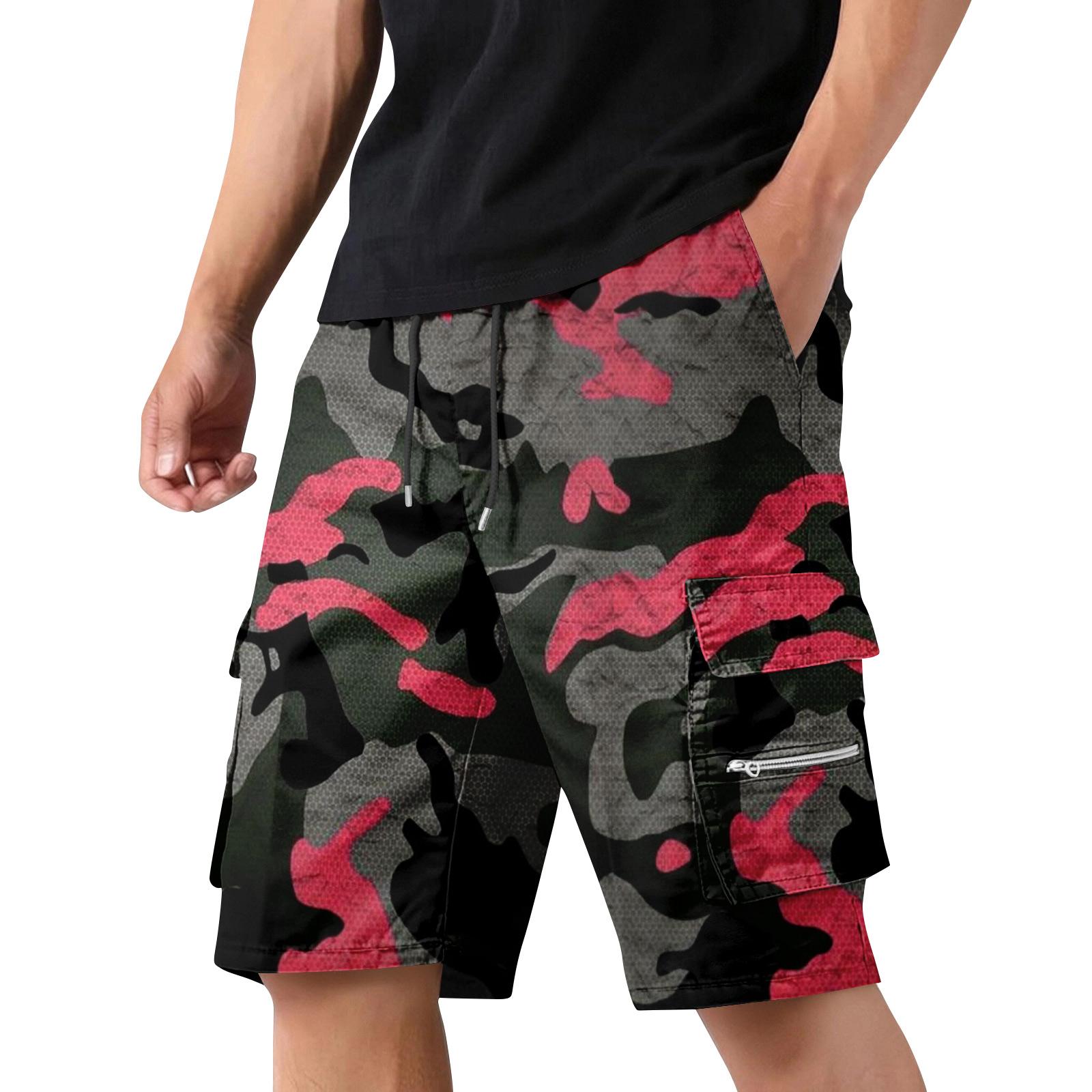 Men s Camouflage Cargo Shorts with Pockets, Drawstring Waist Casual Workout Shorts XXXL