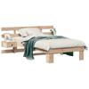 Brown Bed Frame with Headboard 75 X 190 Cm Solid Pine Wood