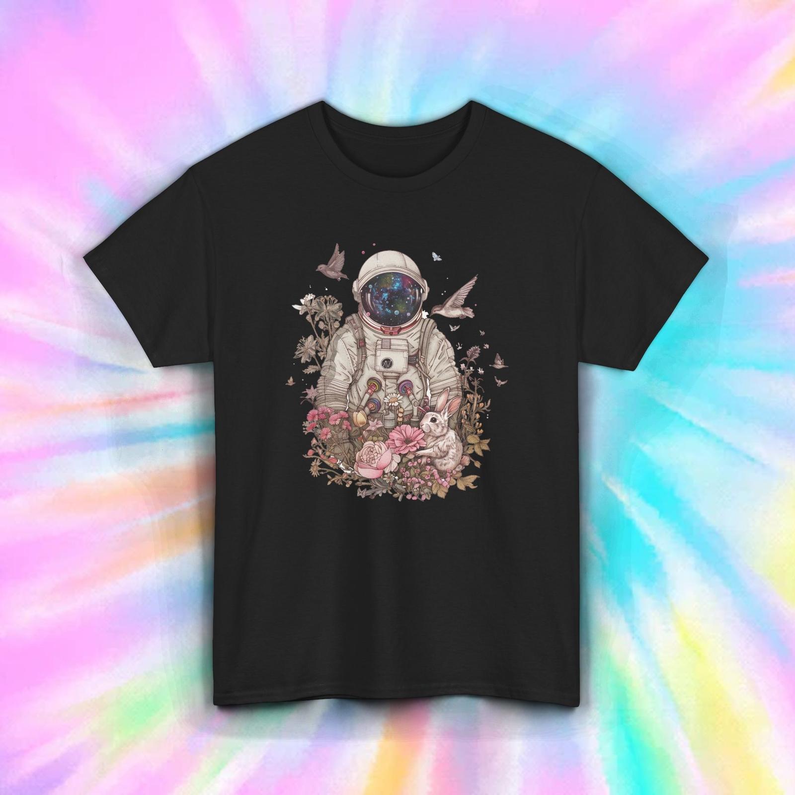 Astronaut Bunny Shirt Space Garden Mushrooms Fantasy Aesthetic Tee S-5XL S