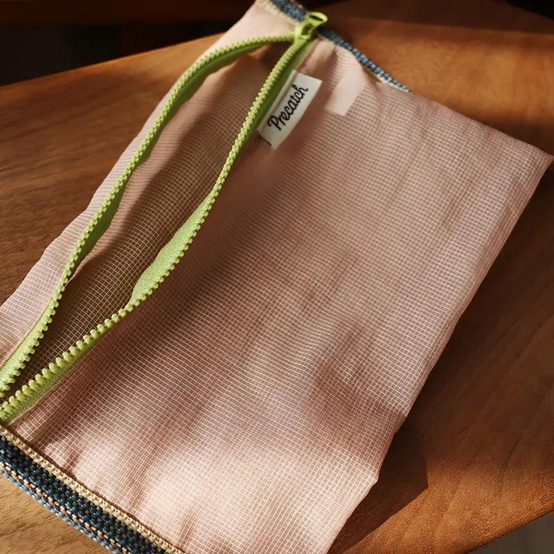 

Minimalist Nylon Handbag Organizer, Transparent Mesh Travel Storage Pouch Lightweight Foldable Multi-Purpose рожевий