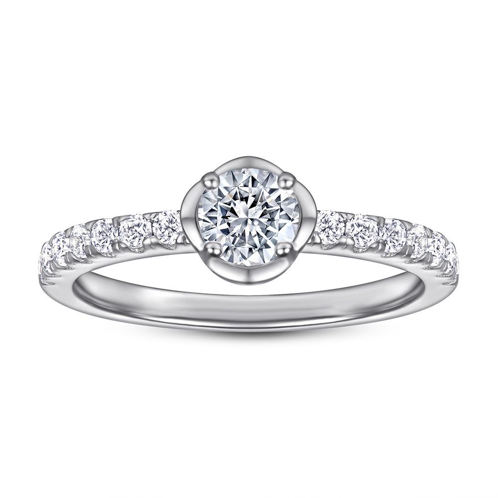 Lindon Classic 925 Sterling Silver Zircon Ring Ladies Jewelry Wedding Promise Party Gift