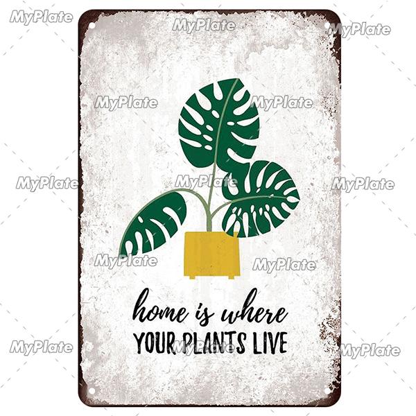 [MyPlate] Vintage Garden Retro Poster Plant Flowers Metal Sign Plate Tin Sign Wall Crafts Decor For Home Plaque Decoration Gift