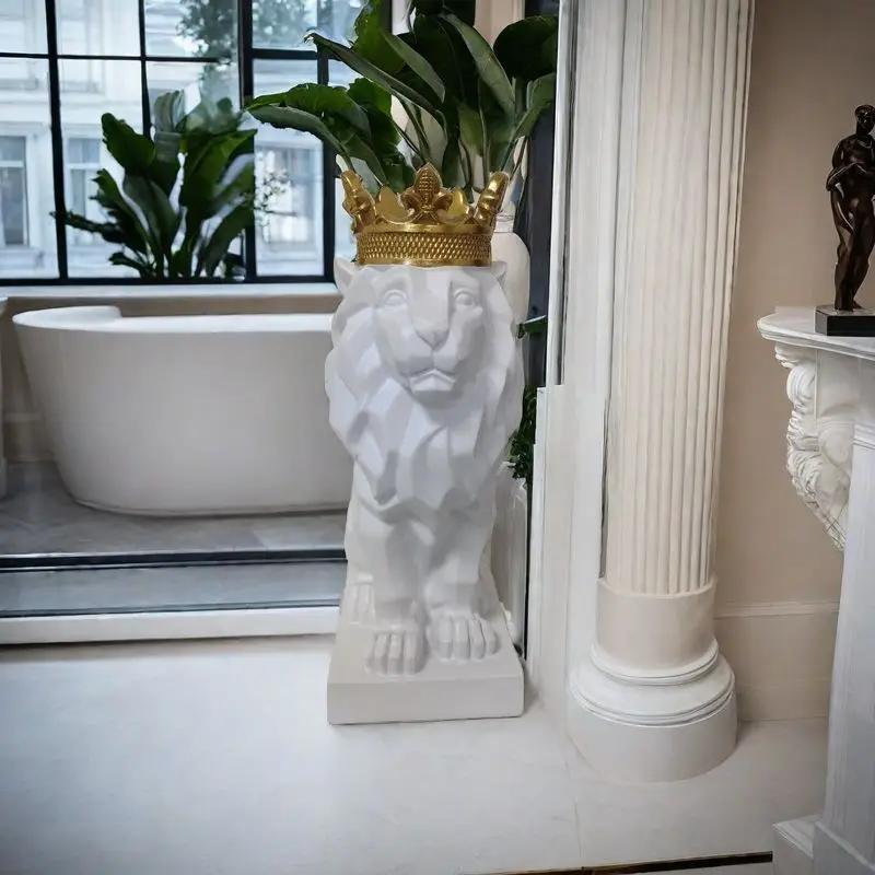 36см полимерная скульптура льва с короной статуэтка животного украшение украшение для дома скандинавская модель украшение для обеденного стола 36xc19x13cm