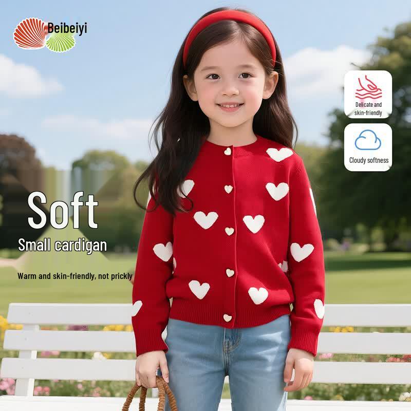 Beibeiyi Girls Heart Knit Cardigan 140/68