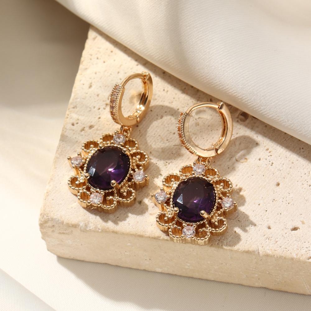 

Винтажные серьги-подвески геометрической формы для женщин 2025 Новая модная серьга-капля Ювелирные изделия из циркония Аксессуары для свадебной вечеринки золотой