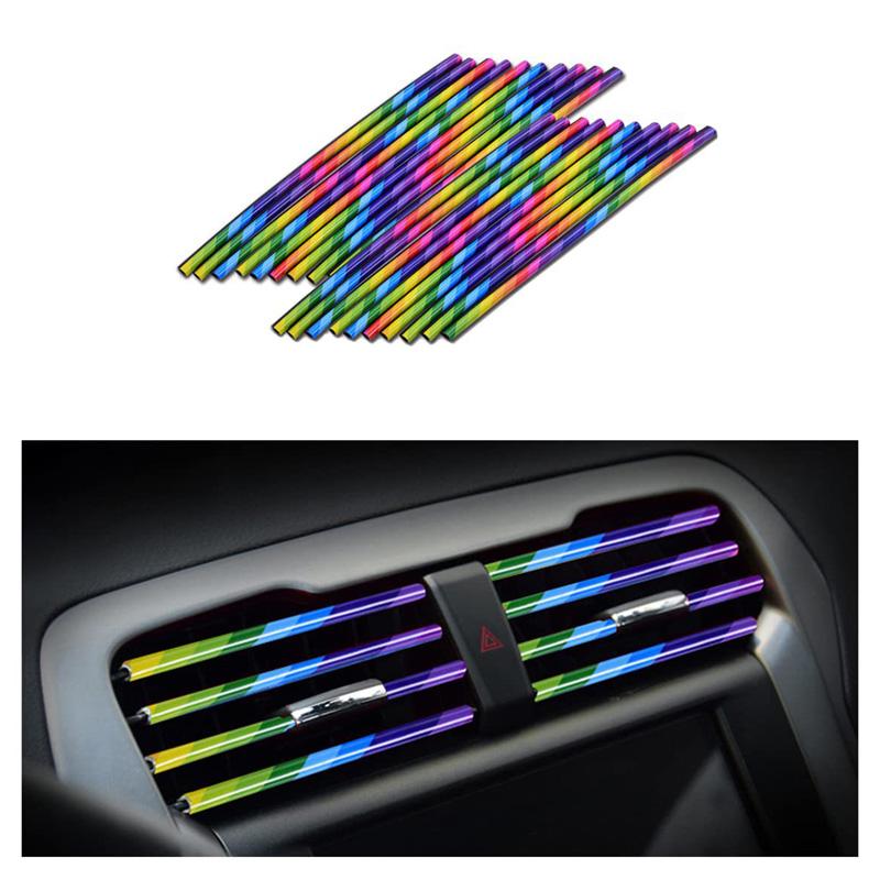 10 Pcs Car Air Vent Grille Decoration Trim Sticker U Style Air Conditioner Outlet Decoration Strip Car Decoration