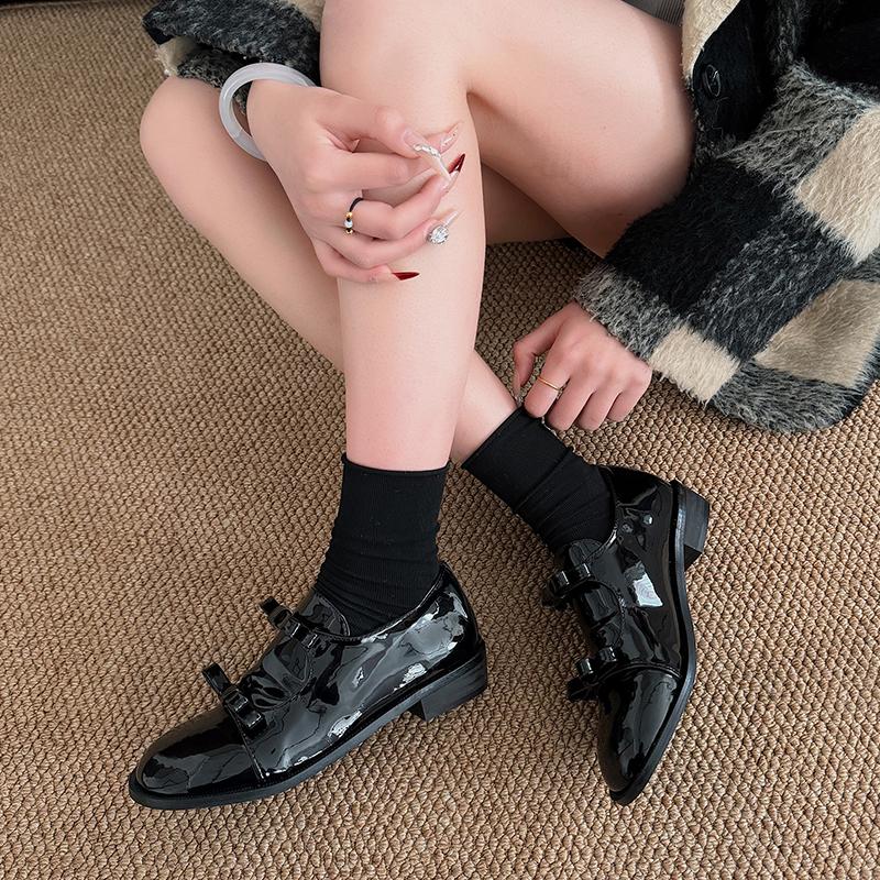 Fashion Spring New Single Shoes Women Fashion Round Head Deep Mouth Butterfly Knot Soft Sole Waterproof Non-slip Low-top Shoes