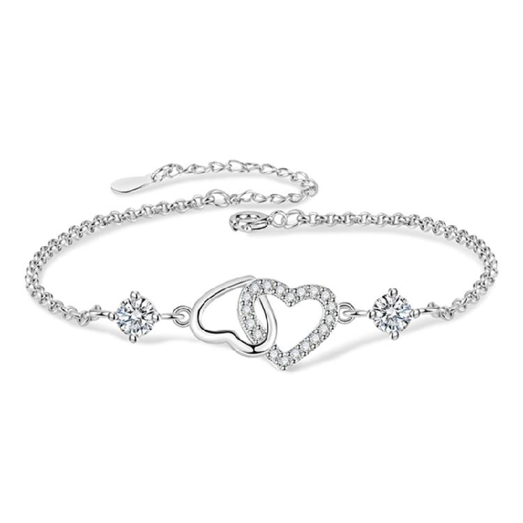 Heart Shaped Copper Bracelet with Zircon Fashionable Wristcchain Comfort Fit Jewelry Perfect For Office Wear or Parties