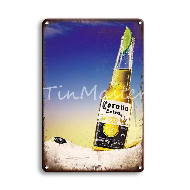 CORONA EXTRA Metal Tin Sign Vintage Beer Poster Decorative Plaques Retro Pub Bar Decor Plate Skull Metal Sign Wall Stickers